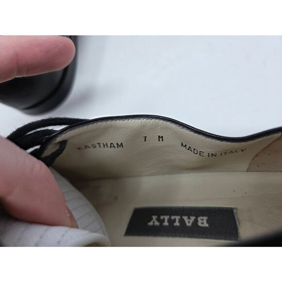 BALLY EASTHAM WOMENS OXFORD DERBY BLACK WHITE TWO TONE LEATHER SIZE 7 M ITALY - Picture 5 of 8